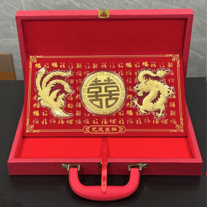 足金999 龙凤呈祥 双喜礼盒套装 3克新婚礼物投资送礼纯金摆件